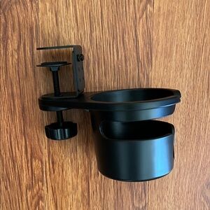 Sleek Black Clamp-On Cup Holder
